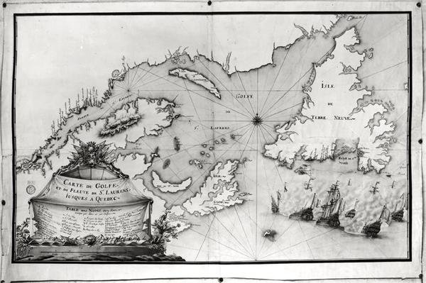 Kaart van de St. Lawrence Golf en Rivier, 1699 door Gilles Gabriel de Saccardi
