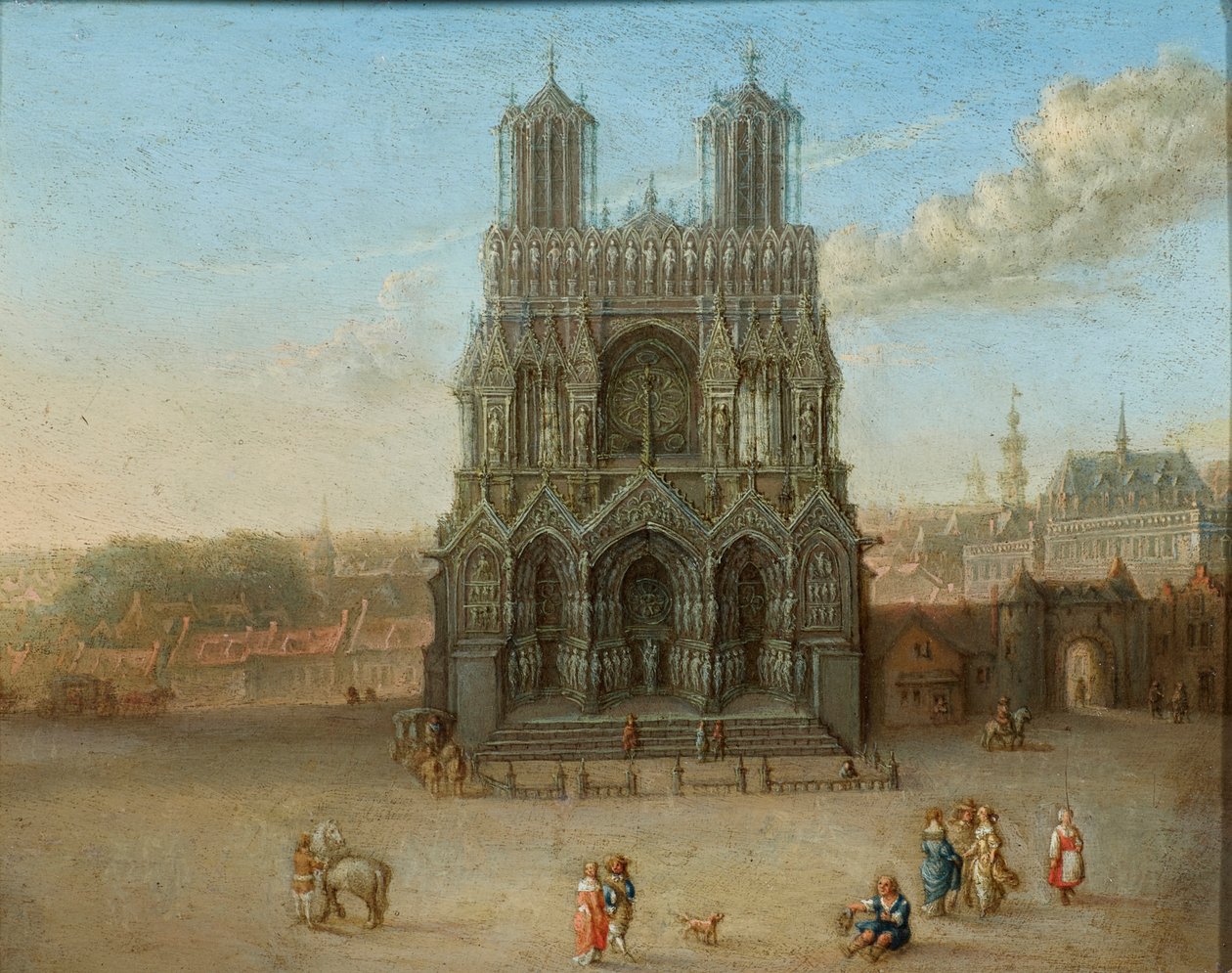 Uitzicht op de kathedraal van Reims door Gillis Neyts