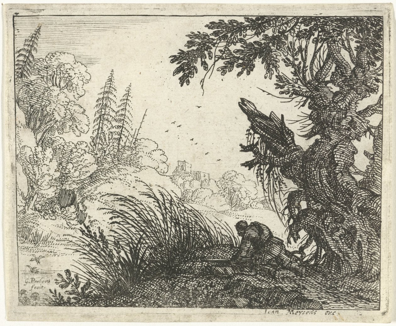Landschap met een jager door Gillis Peeters (I)