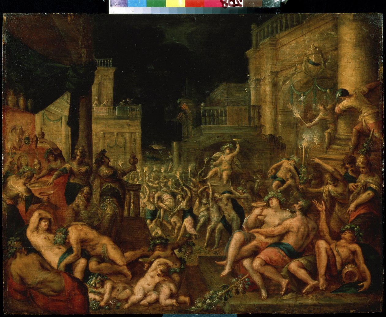 Het feest van Midas ter ere van Bacchus en Silenus door Gillis van Valckenborch
