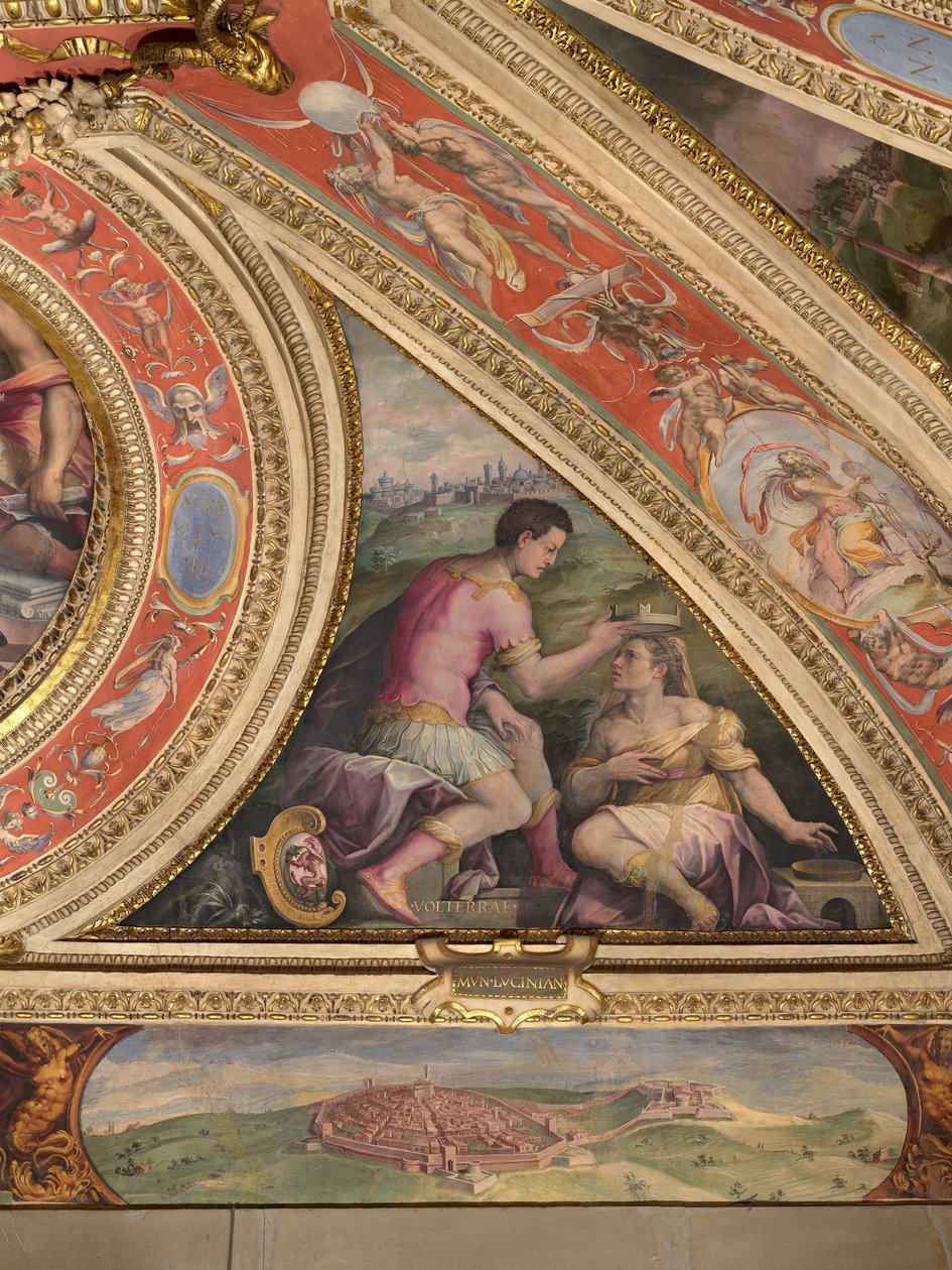 Allegorie van Volterra; onderaan, uitzicht op Lucignano door Giorgio Vasari