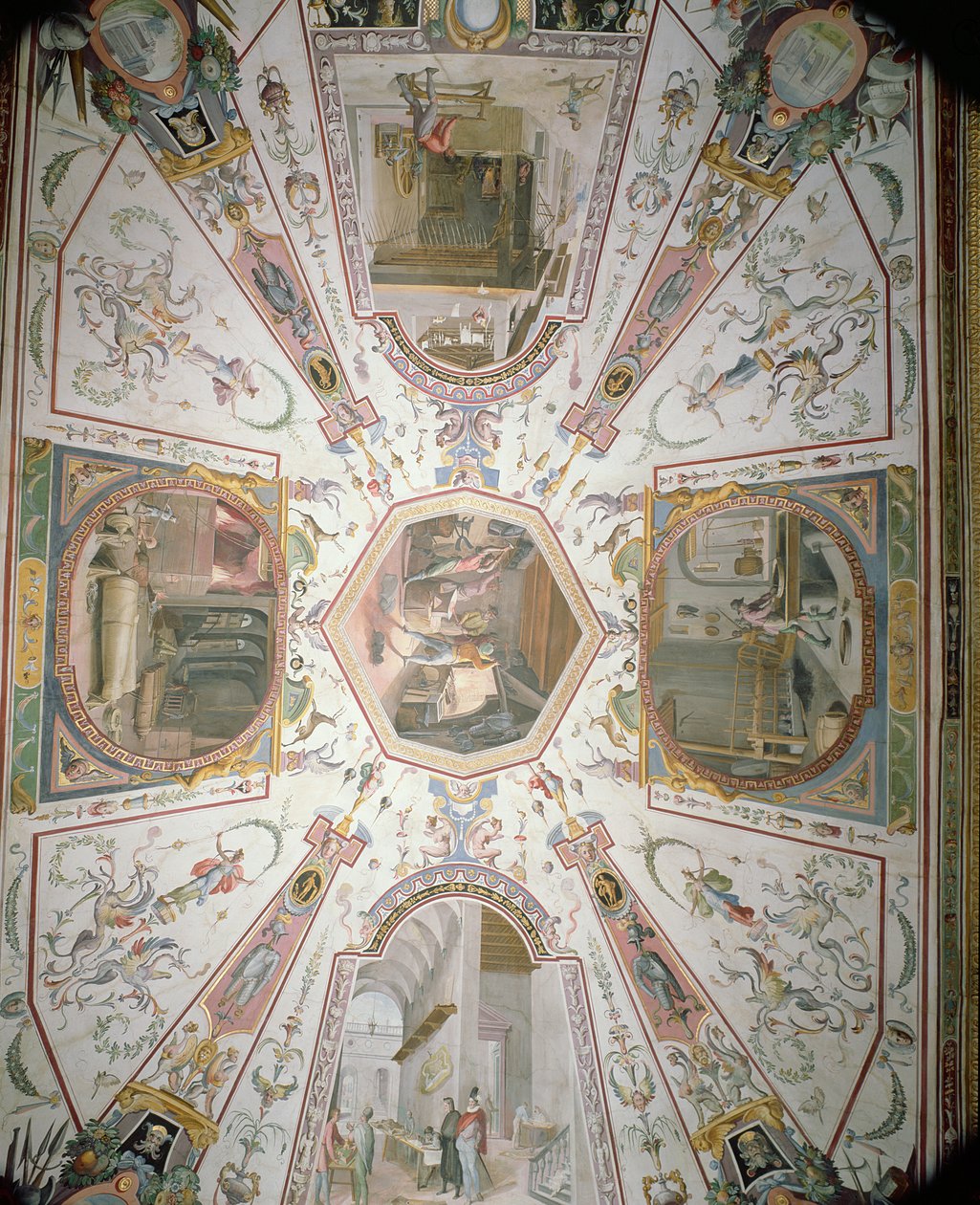 Plafond van de Vasari Corridor, 1560-80 door Giorgio Vasari