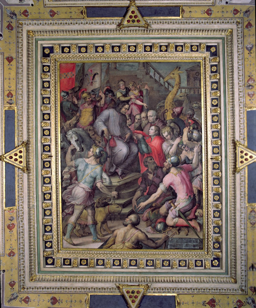 Lorenzo de Medici ontvangt geschenken van zijn ambassadeurs door Giorgio Vasari