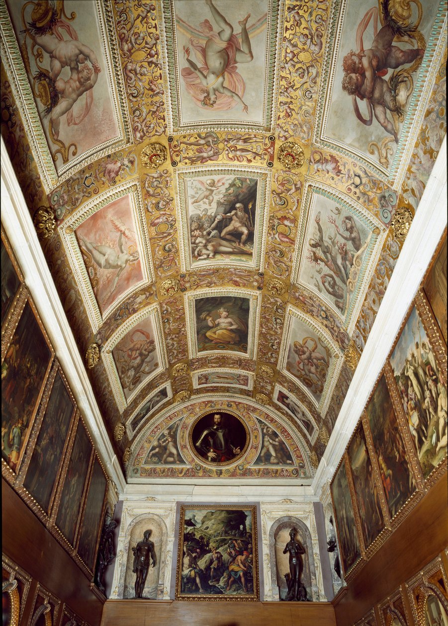 Verhaal van Prometheus (plafond van de Studiolo de Francesco I de Medici) door Giorgio (and workshop) Vasari