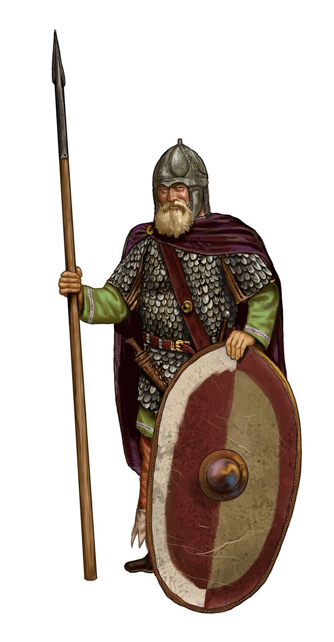 Barbaar: strijder ostrogoth (ostrogoth soldaat, Germaans stamverbond) door Giorgio Albertini