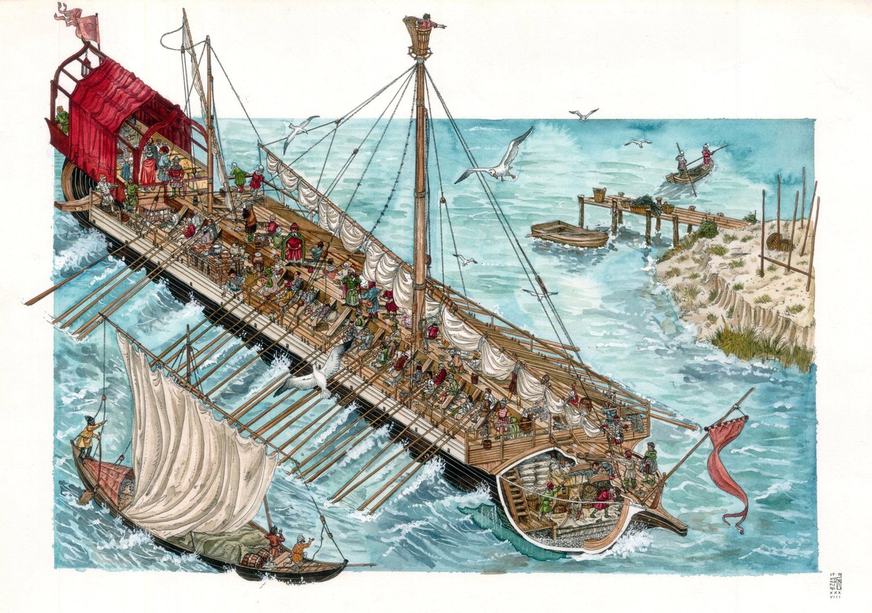 Reconstructie van een 15e eeuws Venetiaans galjoen door Giorgio Albertini. door Giorgio Albertini
