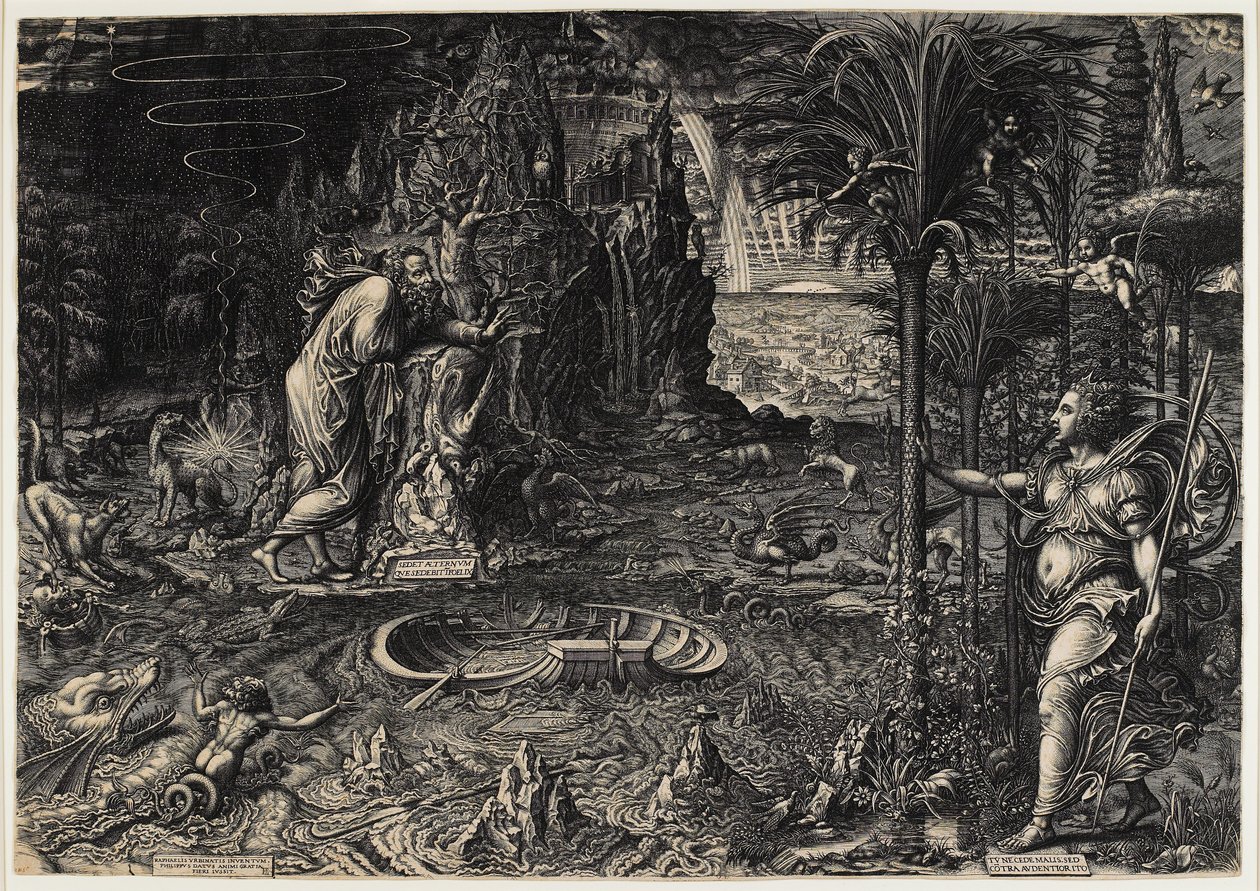 Allegorie van het leven (De droom van Rafaël) door Giorgio Ghisi
