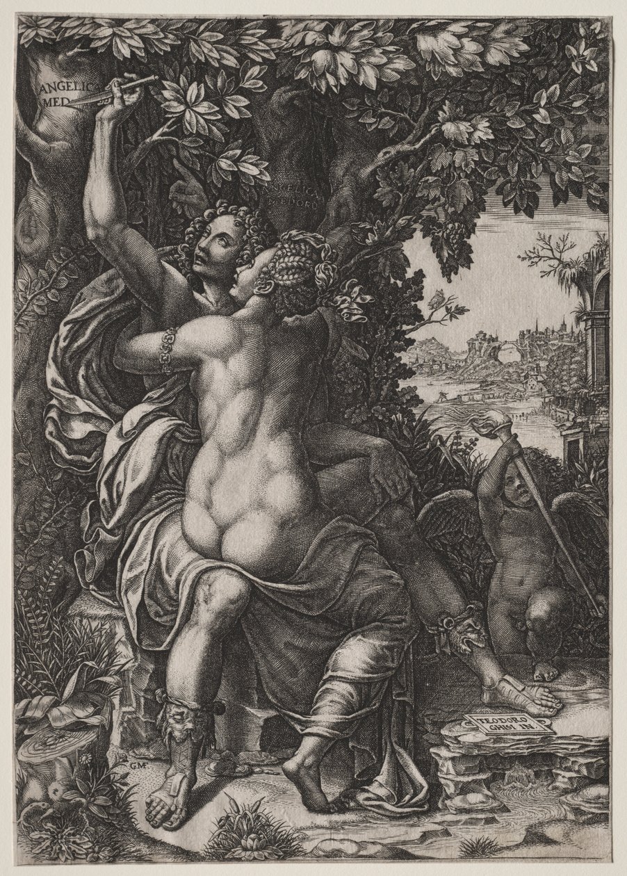 Angelica en Medoro door Giorgio Ghisi