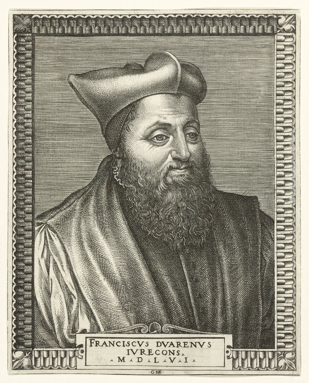 Portret van François Duaren, professor in de rechten aan de Universiteit van Bourges door Giorgio Ghisi
