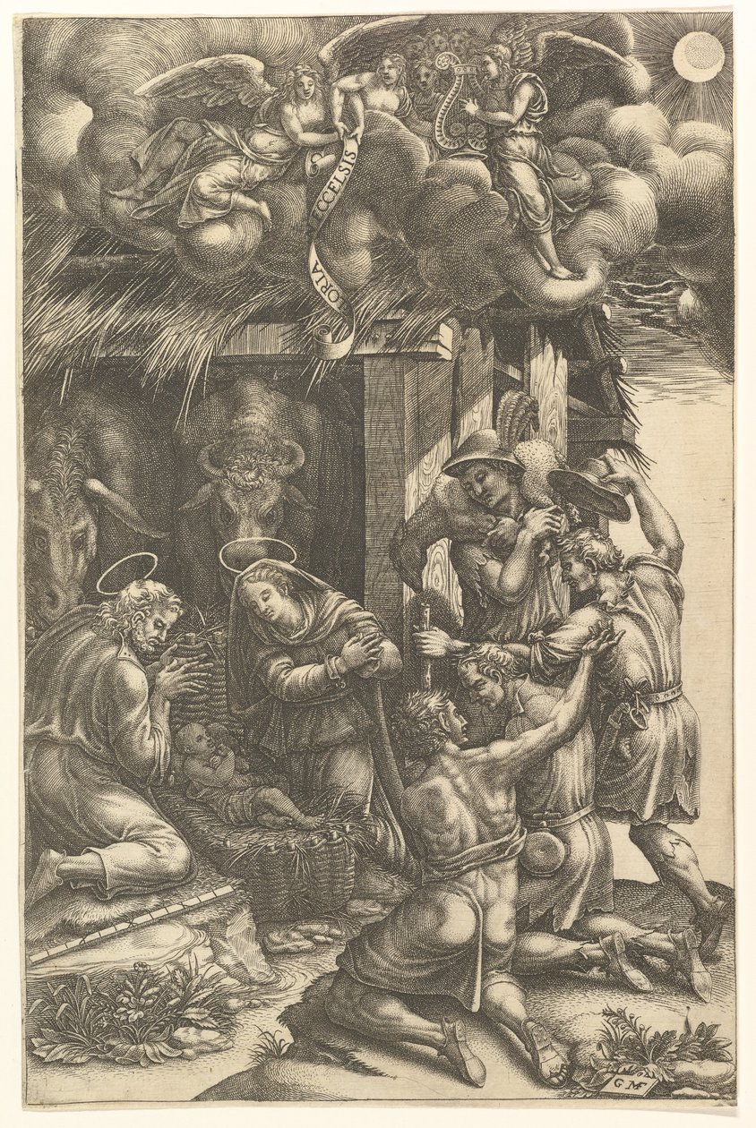 De aanbidding der herders, eind jaren 1570 door Giorgio Ghisi