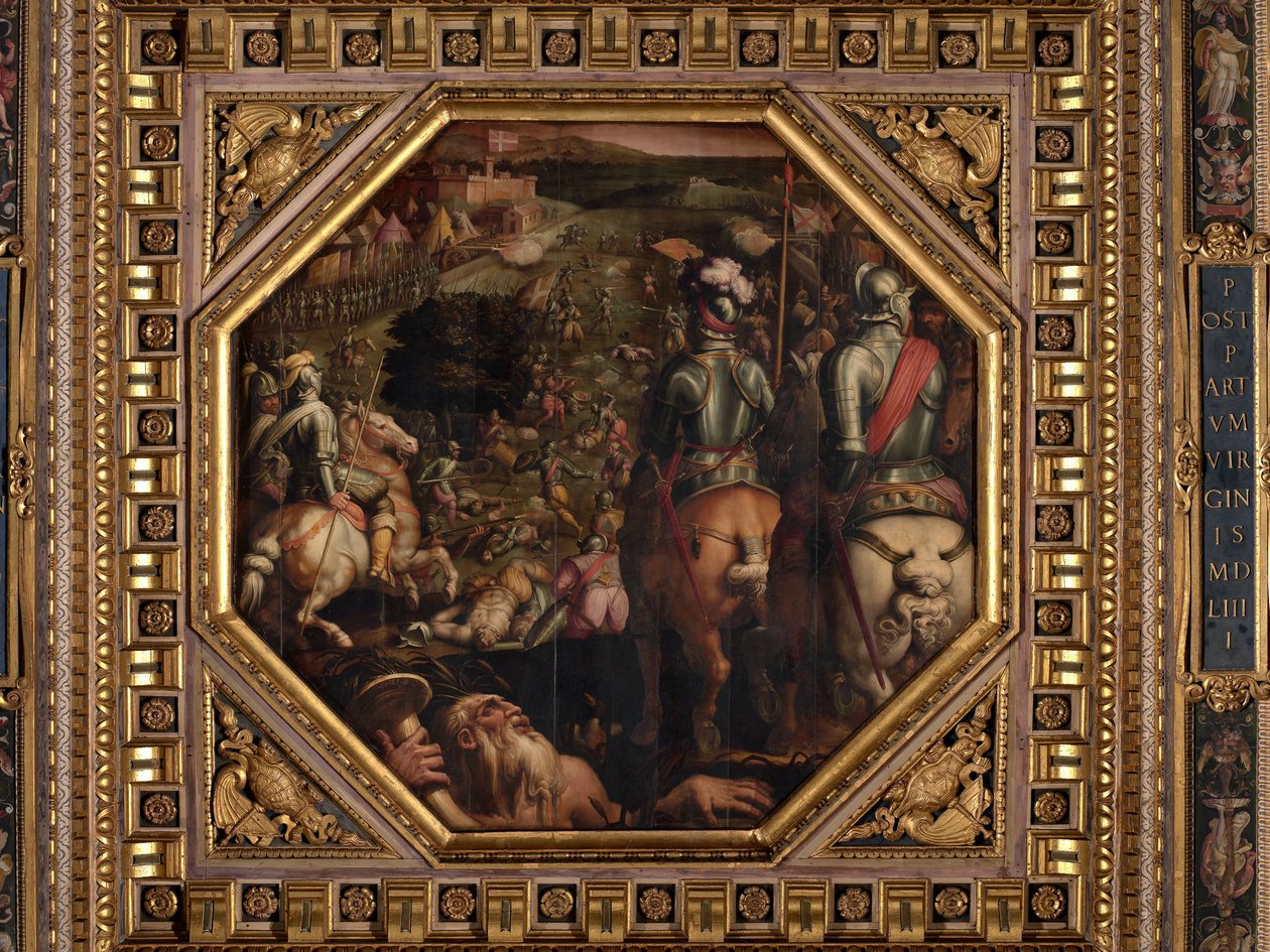 Slag bij Marciano in Val di Chiana door Giorgio Vasari