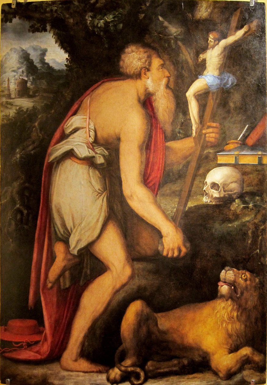 Frans: Saint Jérôme en méditation. door Giorgio Vasari
