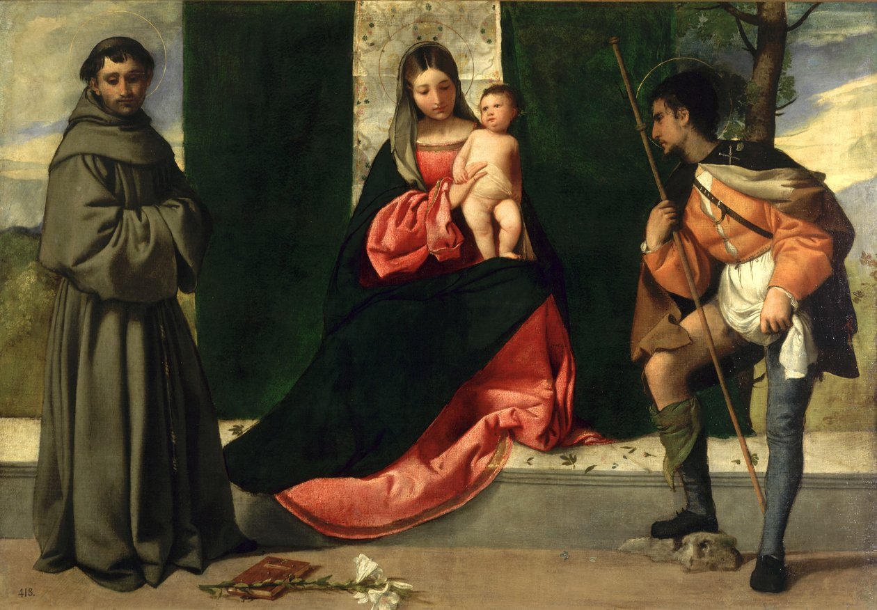 Maagd en Kind met St. Antonius van Padua en St. Rocco door Giorgione da Castelfranco