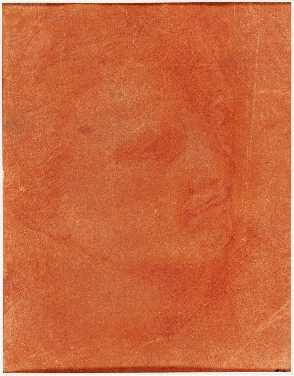 Hoofd in driekwart profiel (recto); Staande jonge man wijzend naar links en schetsen van voeten, arm (verso) door Giorgione