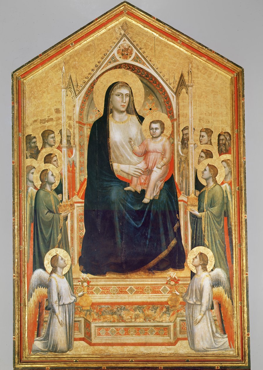 Madonna en Kind op de Troon, 1380 (voor restauratie) door Giotto di Bondone