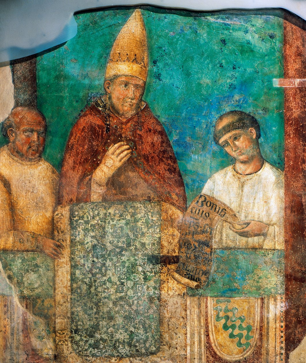 Bonifatius VIII kondigt Heilig Jaar aan, fresco door Giotto, Sint-Jan van Lateranen, Rome, Italië door Giotto (c.1266 1337)