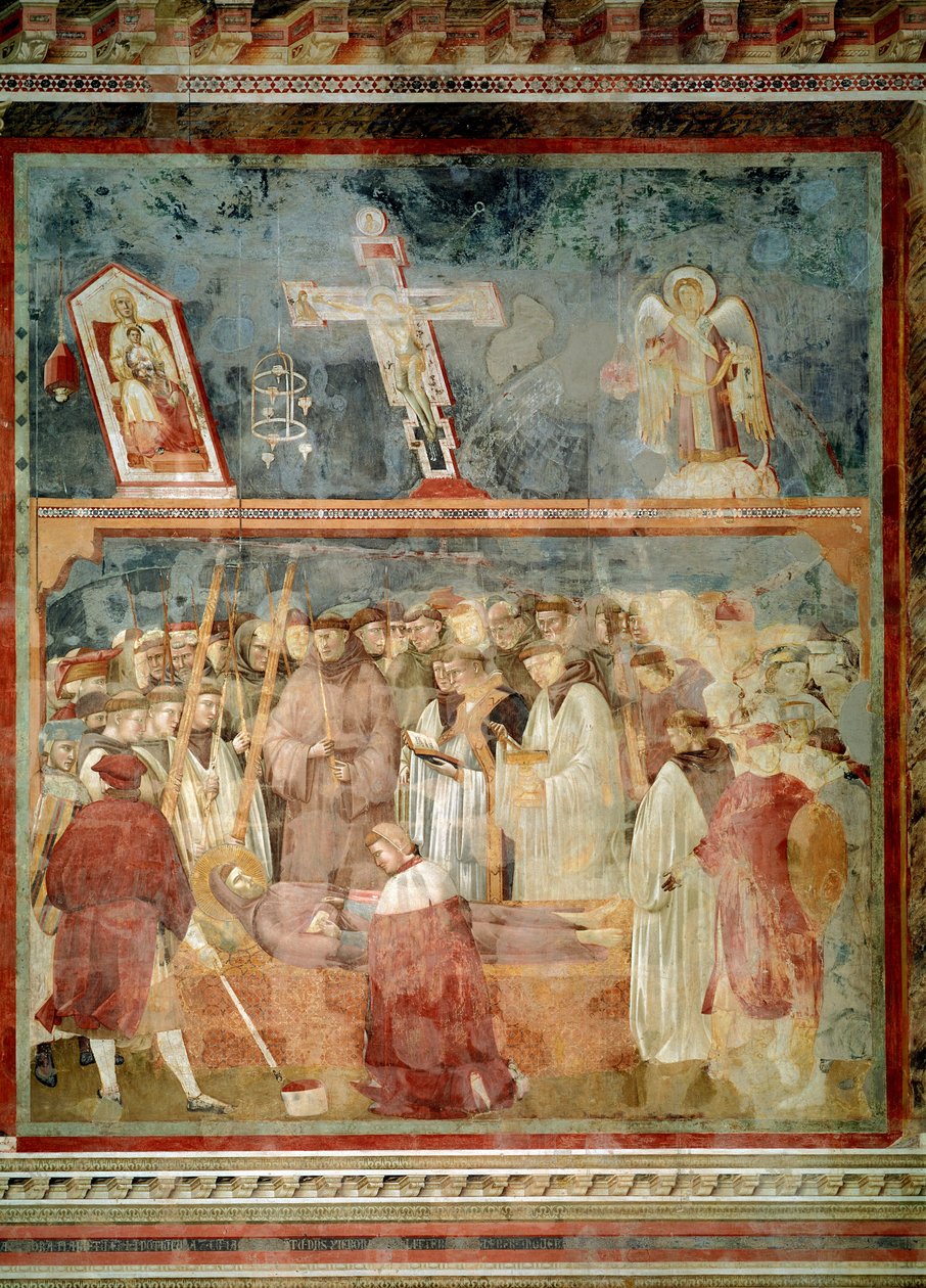 Leven van St. Franciscus van Assisi: De verificatie van de stigmata (St. Jerome onderzoekt stigmata) - Fresco door Giotto (c.1266 1337)