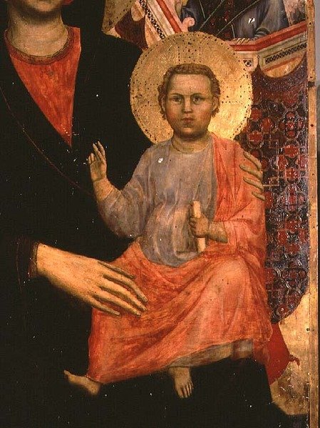 Christuskind van de Madonna en Kind op de Troon door Giotto di Bondone