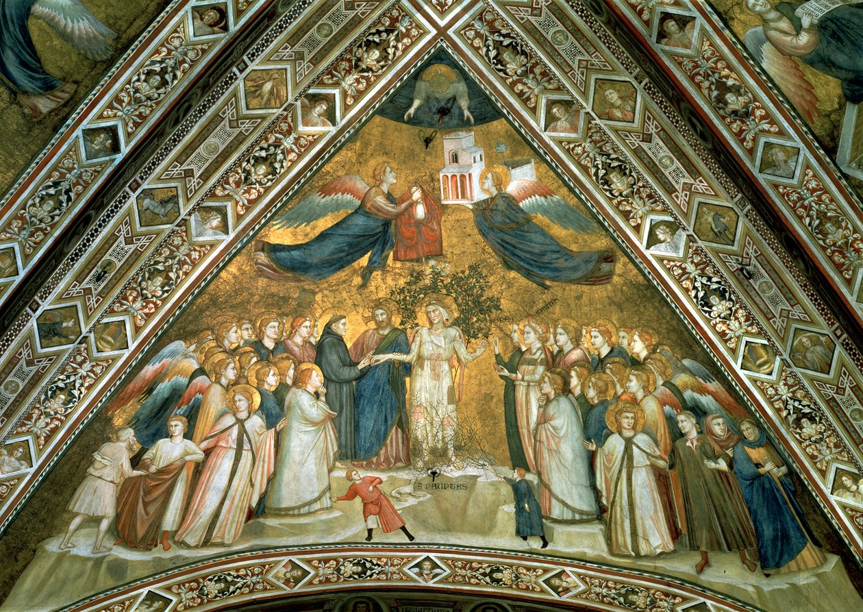 Het mystieke huwelijk van St. Franciscus met Heilige Armoede door Giotto di Bondone school of Giotto di Bondone school of