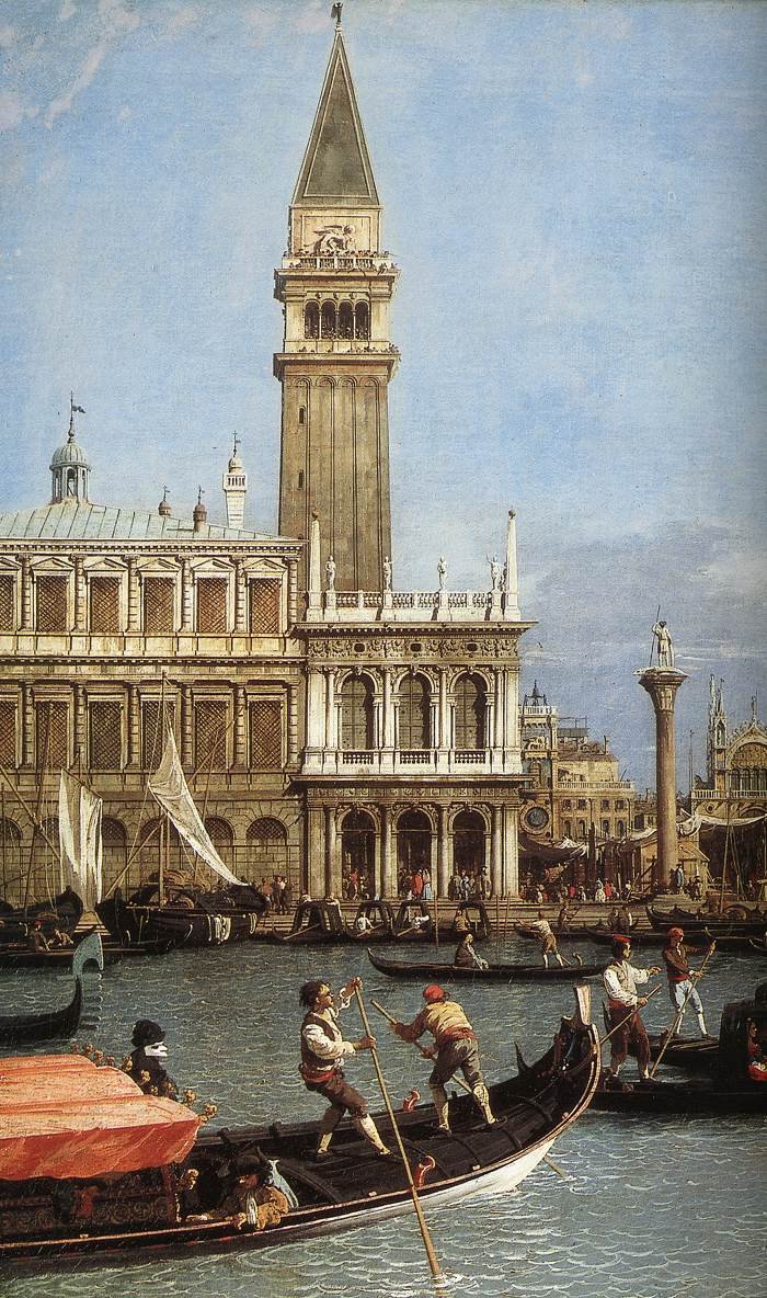 Terugkeer van de Bucentoro naar de Molo op Hemelvaartsdag (detail) door Giovanni Antonio Canal