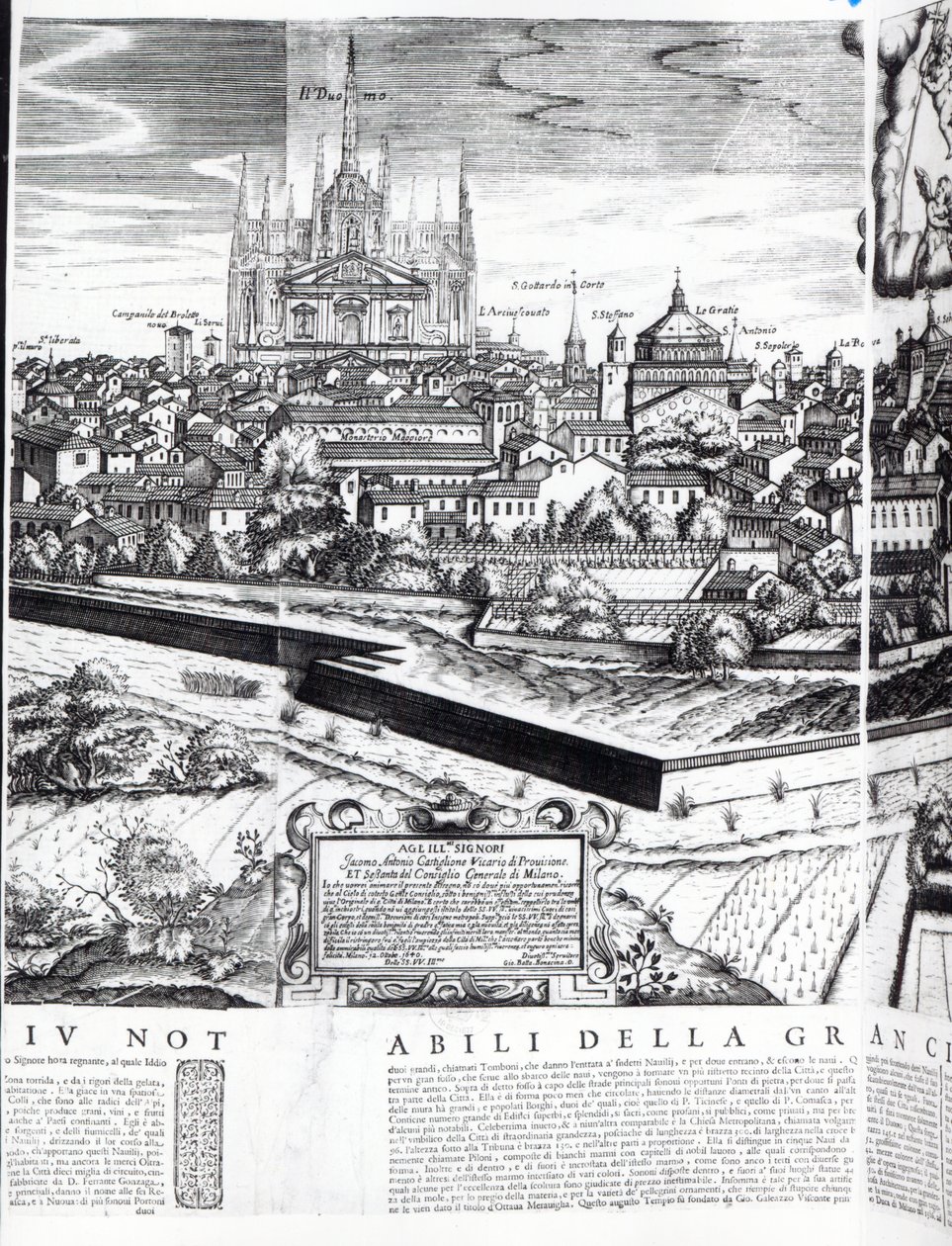 Een deel van een kaart van Milaan, 1640 door Giovanni Battista Bonacina