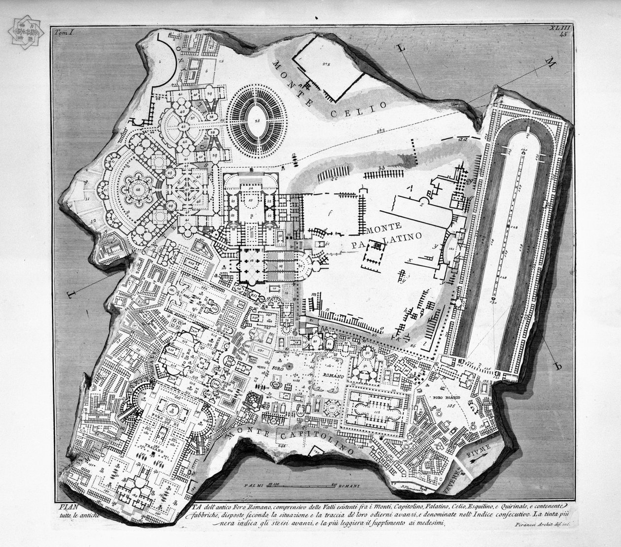 Kaart van het Forum Romanum door Giovanni Battista Piranesi