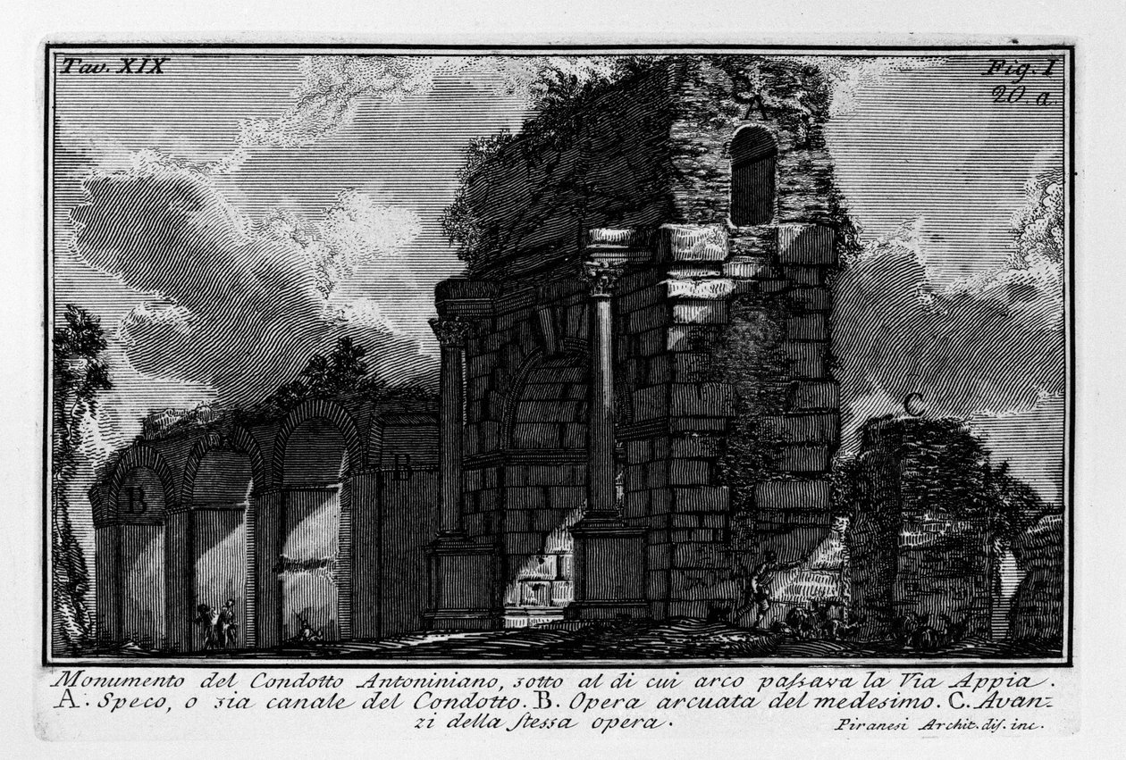 Monument van de Antoninische leiding, waaronder de Via Appia liep door Giovanni Battista Piranesi