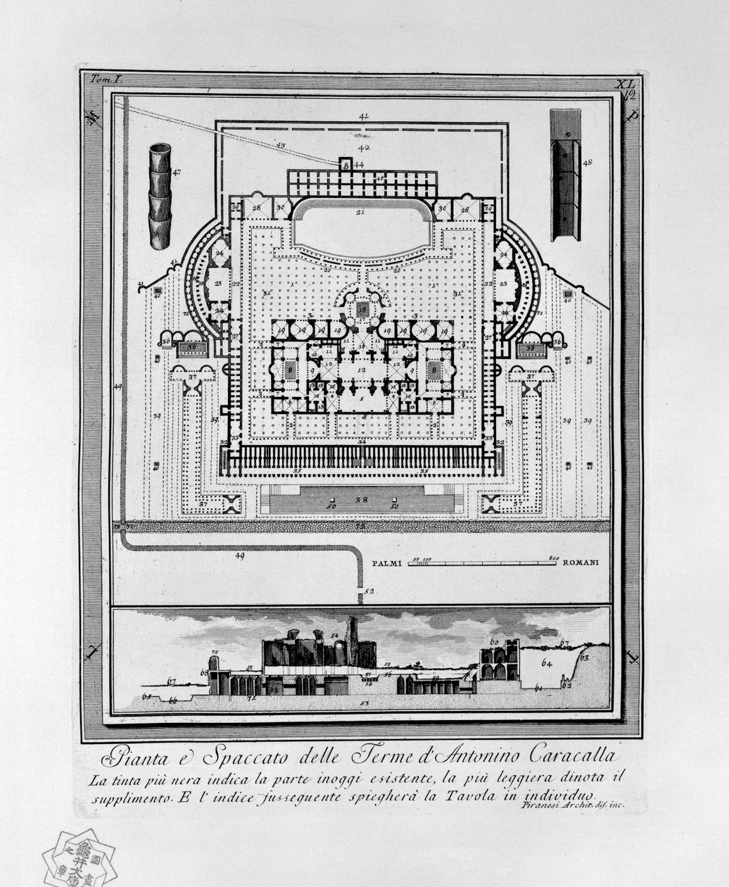 Plattegrond van de Thermen van Caracalla (Rome) door Giovanni Battista Piranesi