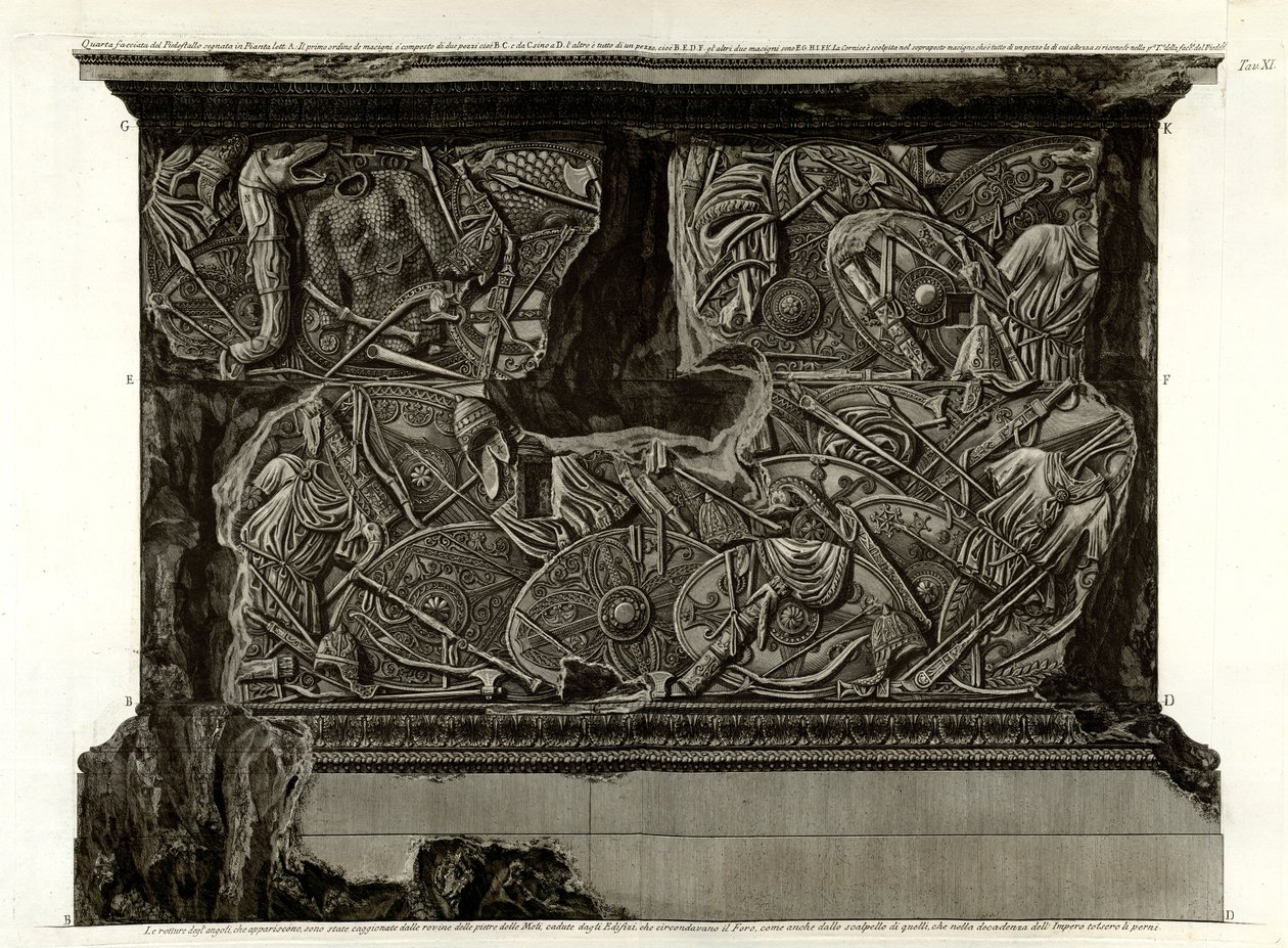 Vierde gevel van de sokkel door Giovanni Battista Piranesi