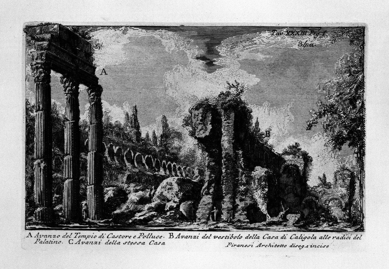 Tempel van Castor en Pollux, Rome door Giovanni Battista Piranesi