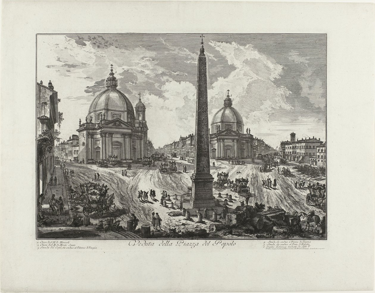 Gezicht op het Piazza del Popolo door Giovanni Battista Piranesi