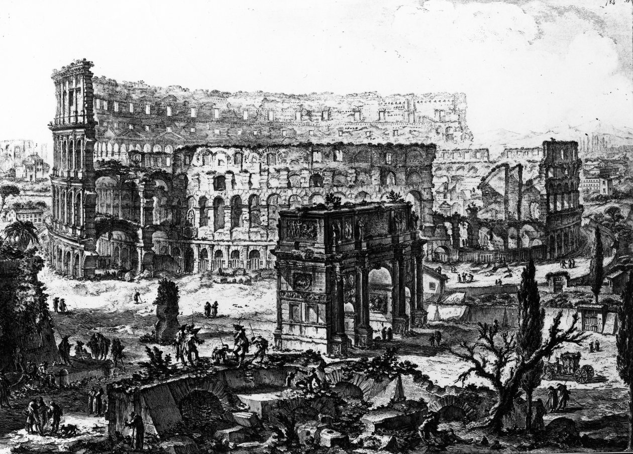 Uitzicht op de Boog van Constantijn en het Colosseum, uit de 
