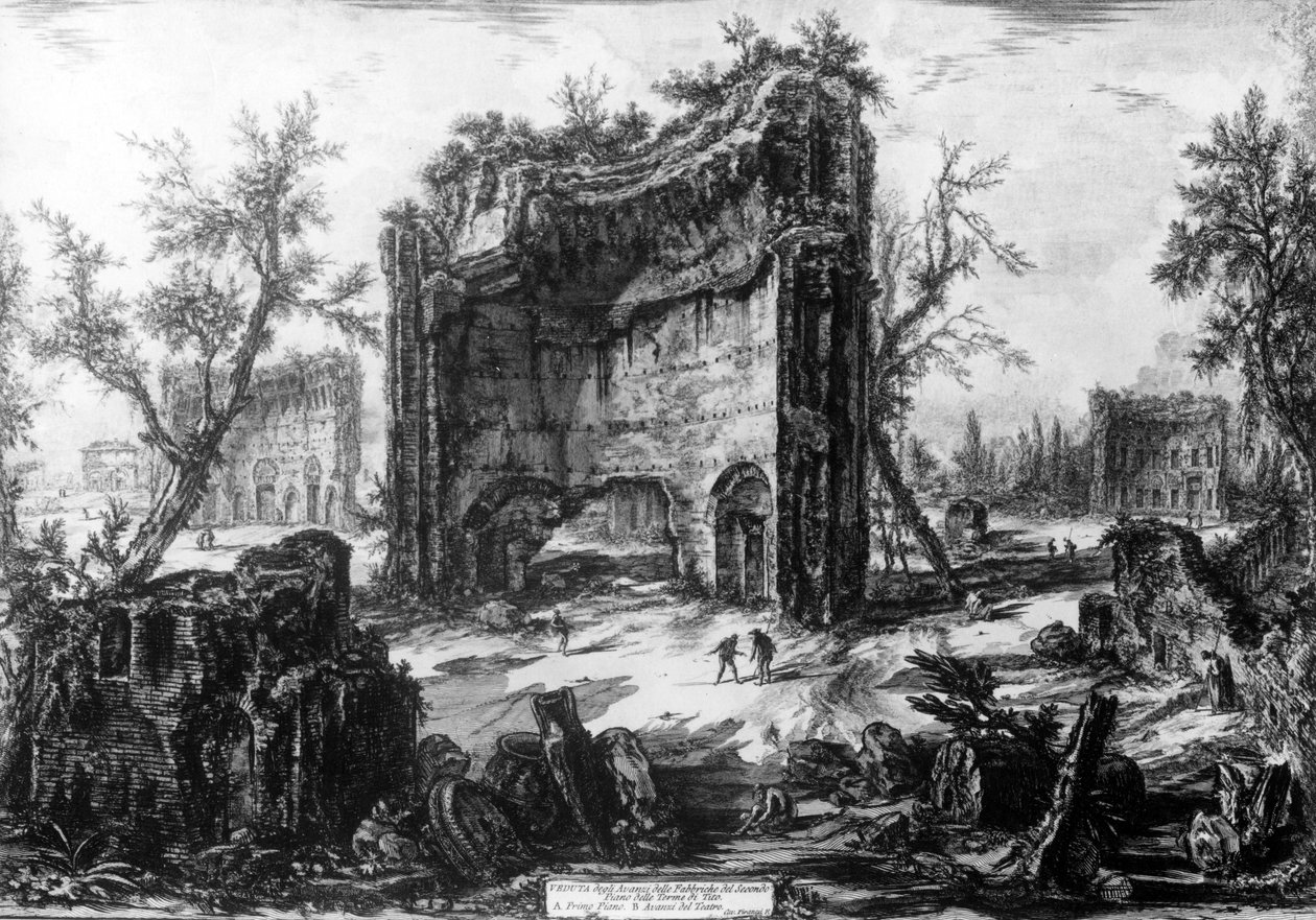 Uitzicht op de Baden van Trajanus, uit de 