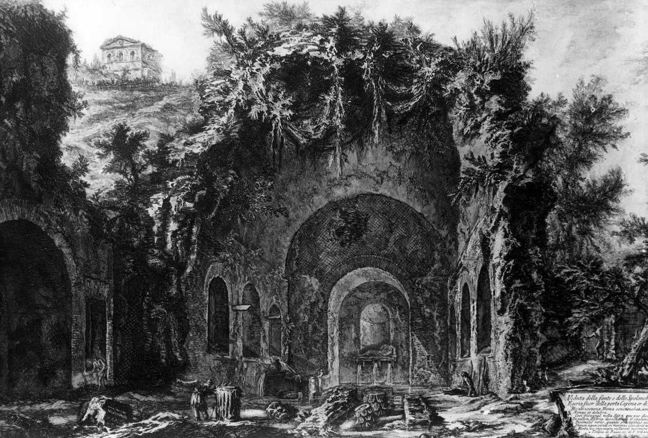 Uitzicht op de Grot van Egeria buiten de Porta Capena, uit de 