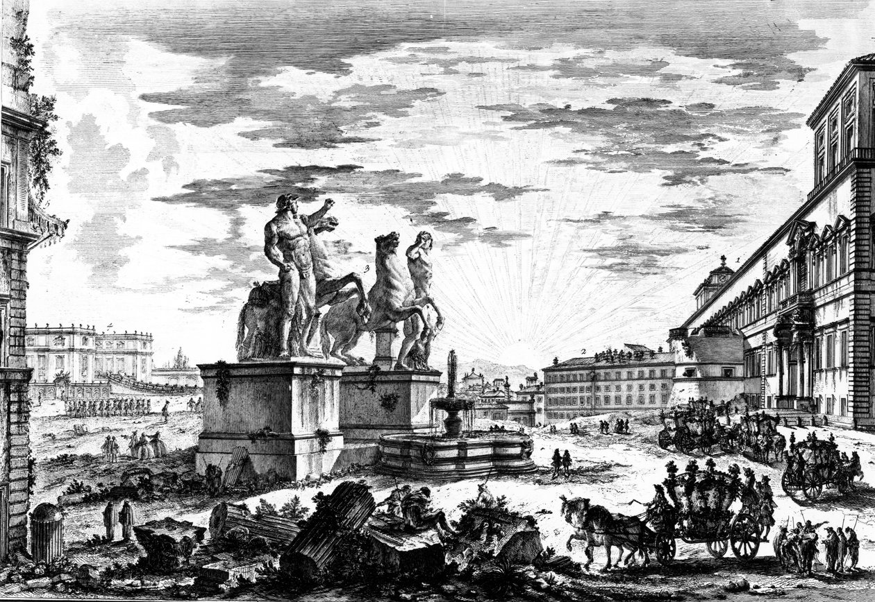 Uitzicht op de Piazza di Monte Cavallo of de Piazza del Quirinale, uit de 