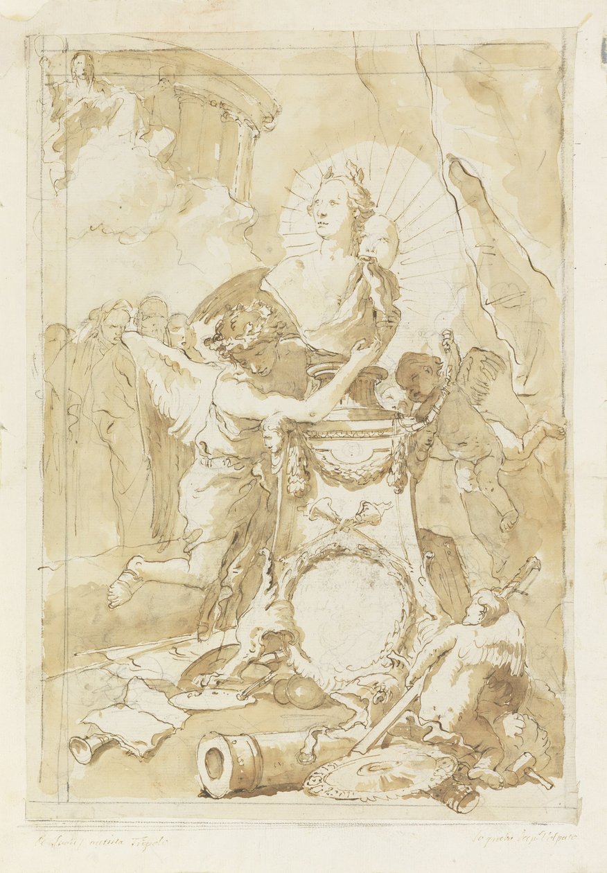 Ontwerp voor opdrachtpagina aan Karel III van Spanje en de Twee Siciliën door Giovanni Battista Tiepolo