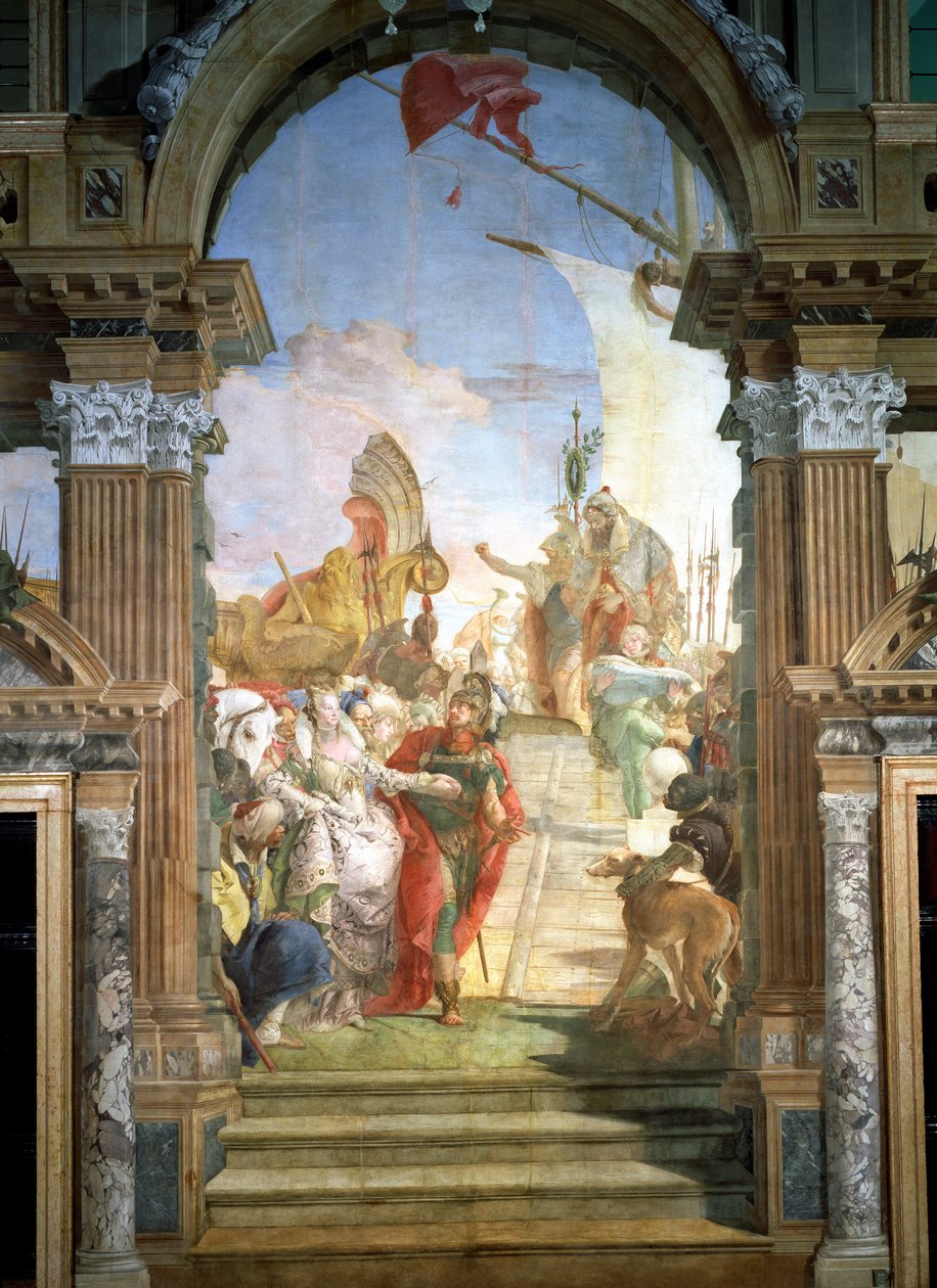 De ontmoeting van Anthony (c.82-30 v.Chr.) en Cleopatra (51-30 v.Chr.) 1747-50 door Giovanni Battista Tiepolo