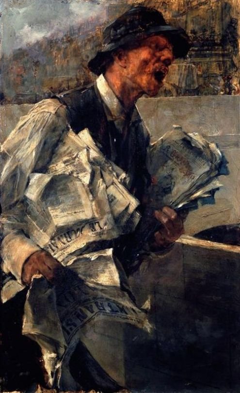 De krantenverkoper in Parijs door Giovanni Boldini