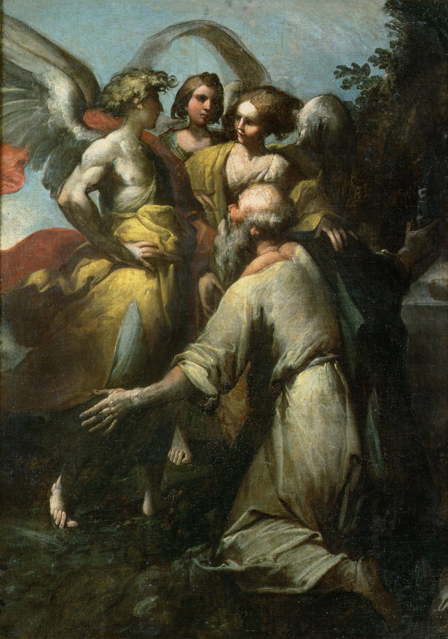 Abraham en de drie engelen door Giovanni Donducci