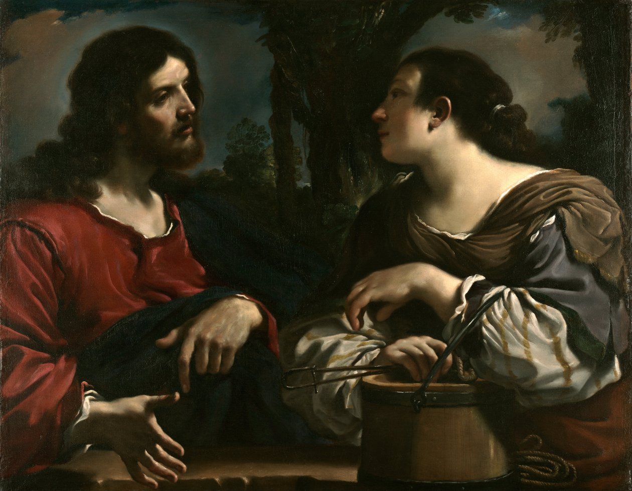 Christus en de vrouw van Samaria door Giovanni Francesco Barbieri