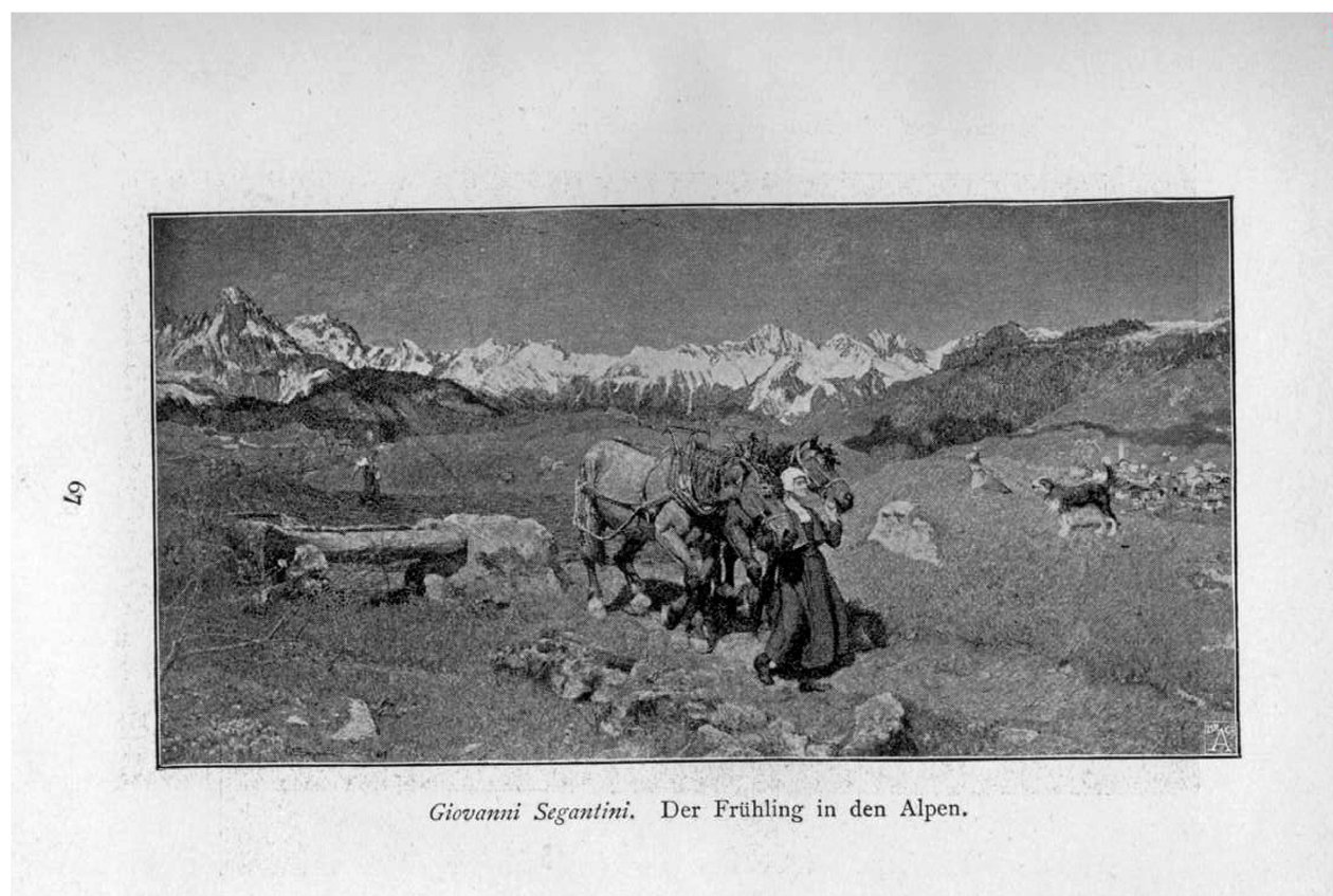 De lente in de Alpen door Giovanni Segantini