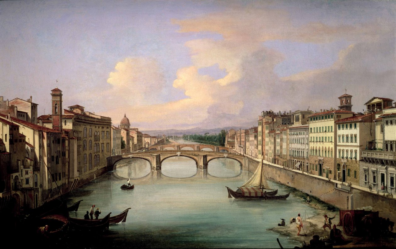 Florence vanaf de Ponte Vecchio door Giovanni Signorini