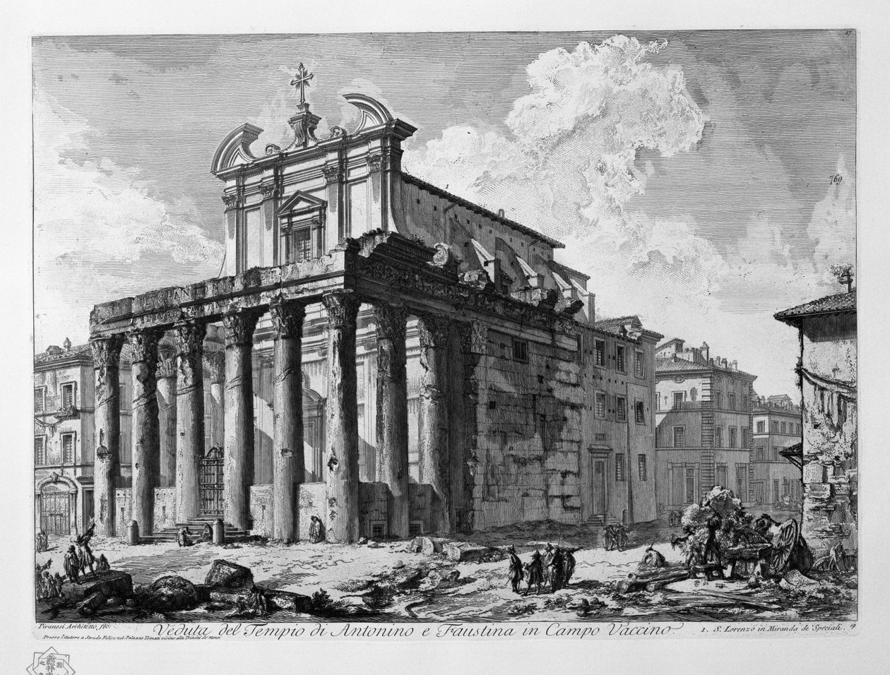 Veduta del Tempio di Antonino e Faustina in Campo Vaccino door Giovanni Battista Piranesi