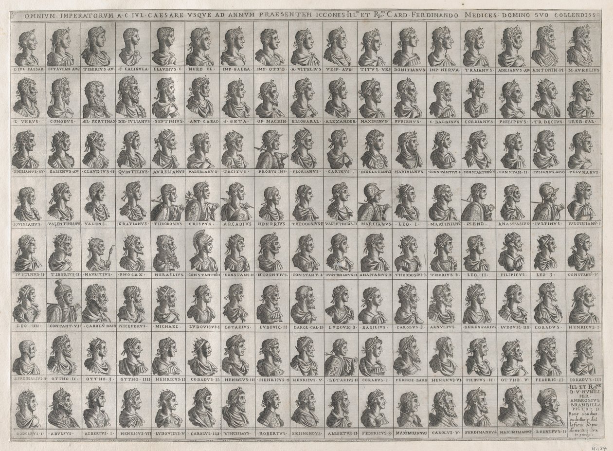 Speculum Romanae Magnificentiae: Portretten van de keizers van Julius Caesar tot Rudolf II, 1582 door Giovanni Ambrogio Brambilla