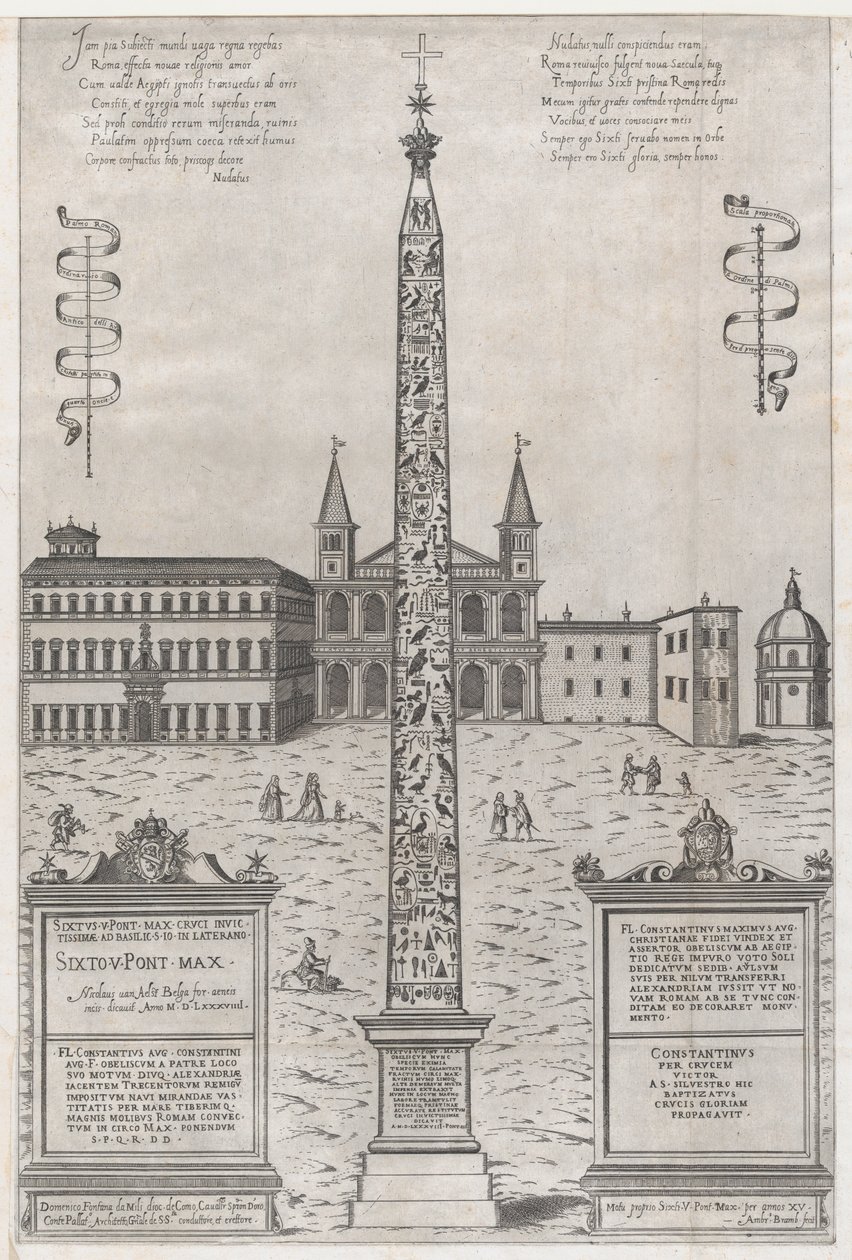 Speculum Romanae Magnificentiae: De Egyptische obelisk van Constantijn door Giovanni Ambrogio Brambilla