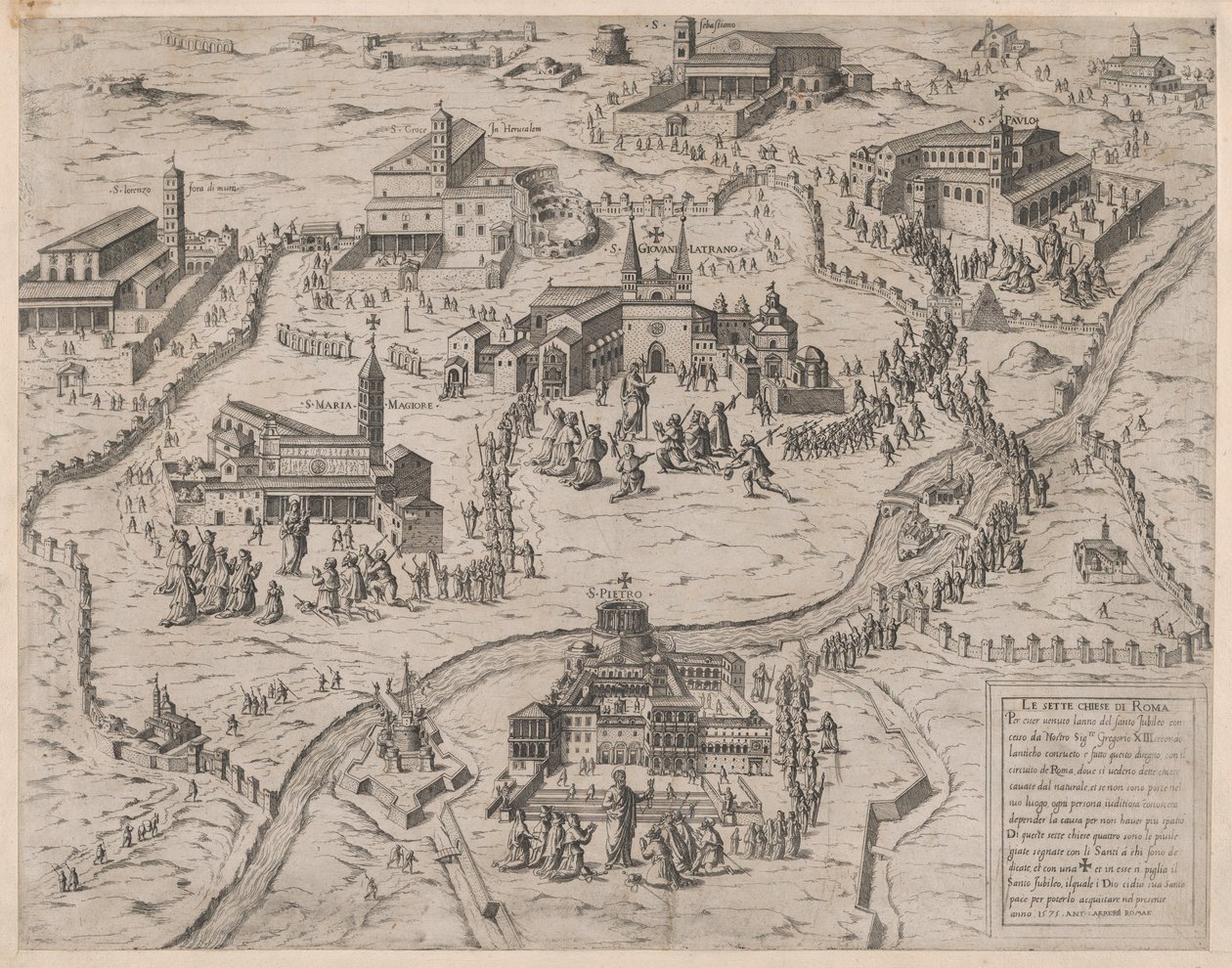 Speculum Romanae Magnificentiae: De Zeven Kerken van Rome, 1575 door Giovanni Ambrogio Brambilla.