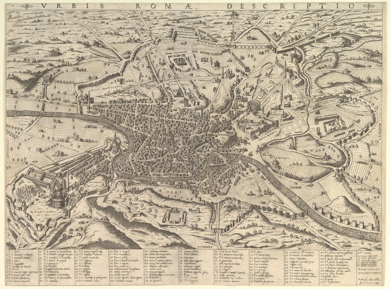 Speculum Romanae Magnificentiae: Uitzicht op modern Rome vanuit het westen, 1590 door Giovanni Ambrogio Brambilla