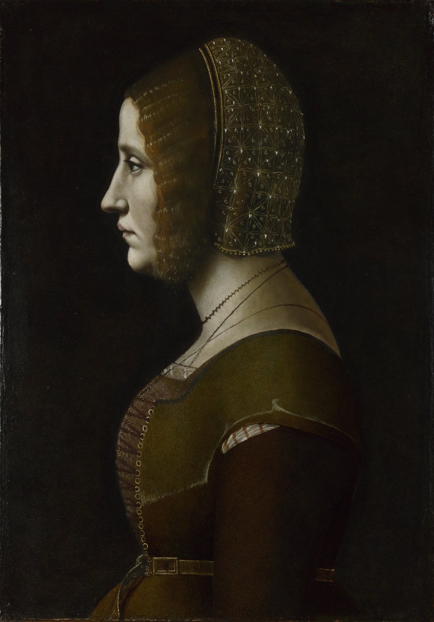 Portret van een vrouw in profiel, ca. 1495 door Giovanni Ambrogio de Predis
