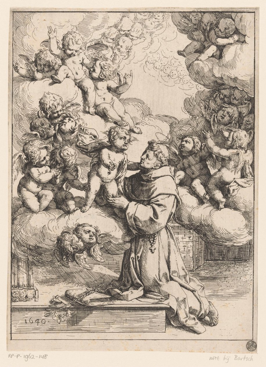De heilige Antonius van Padua met het Christuskind door Giovanni Andrea Podestà (attributed to)