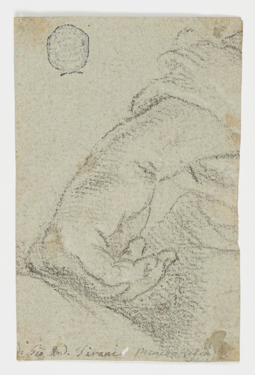 Tekening, Studie: Een linkerhand in een leunende positie, ca. 1650 door Giovanni Andrea Sirani